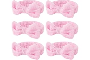 Casoty Pink 6 Pcs Spa Headband, Hair Band for Washing Face, Makeup Headband, Skincare Headbands, Soft Fleece Hairband for Face Washing Yoga