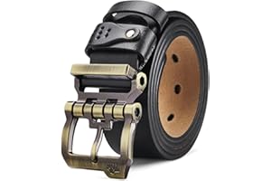 BISON DENIM Men's Belts Leather Dress Genuine Leather Classic Heavy Duty Buckle Belt Casual for Jeans