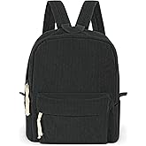Energather Corduroy Backpack, Lightweight Travel Backpack Large Capacity 15 Inch Laptop Backpack Purse Casual Travel Daypacks for Women (Black)