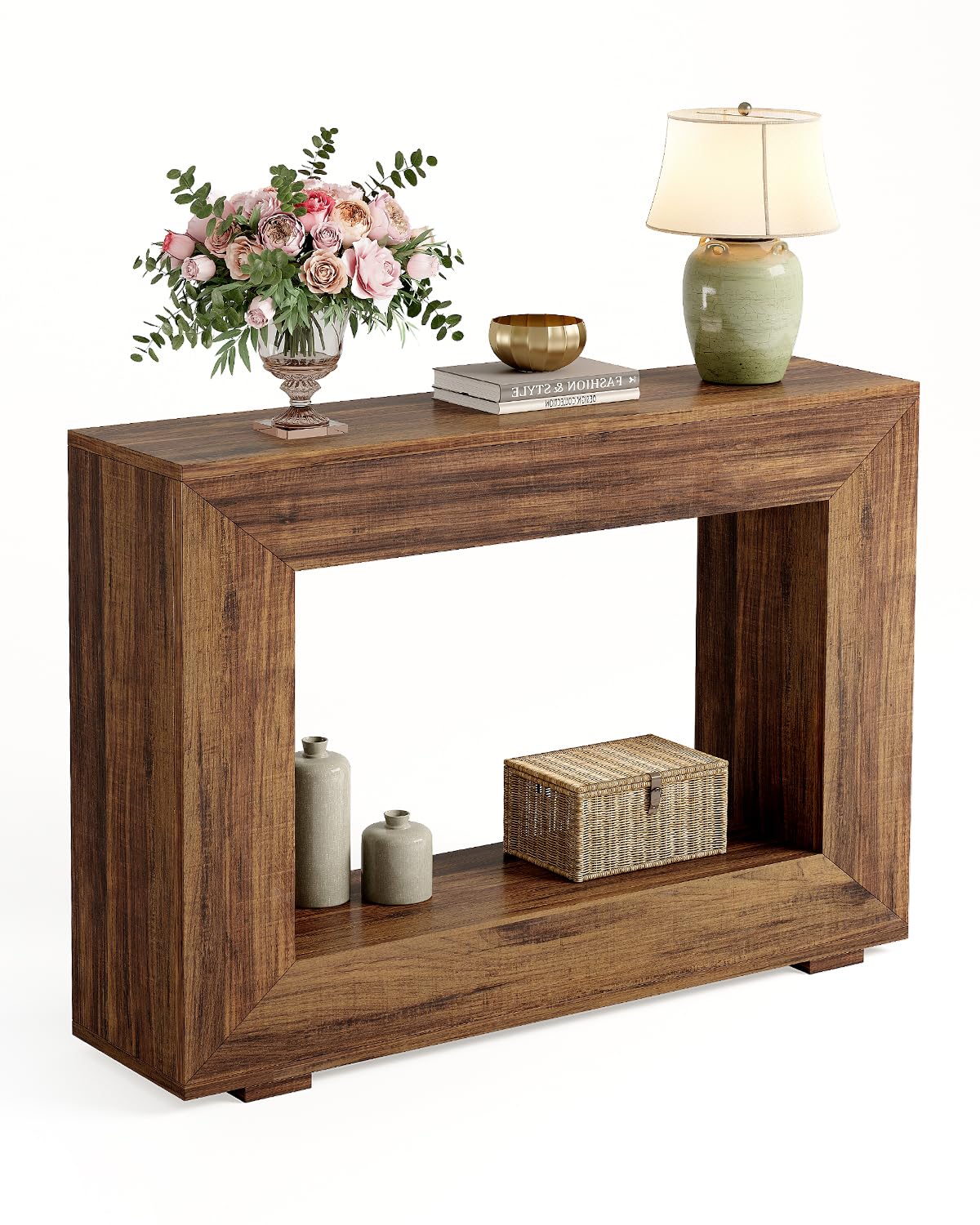 Photo 1 of LITTLE TREE 47 Inches Console Table, Sofa Table with Storage, Modern Entryway Table for Hallway, Narrow Long Sofa Entryway Table for Living Room, Brown