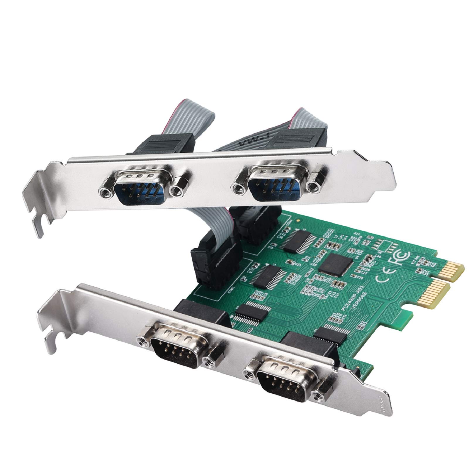 MZHOU PCI-E to 4-port R232 Serial Port Card with Bidirectional Speeds of up to 250Kbps, Controlled by ONE Serial Modem for Serial Networks, POS Terminals, etc.