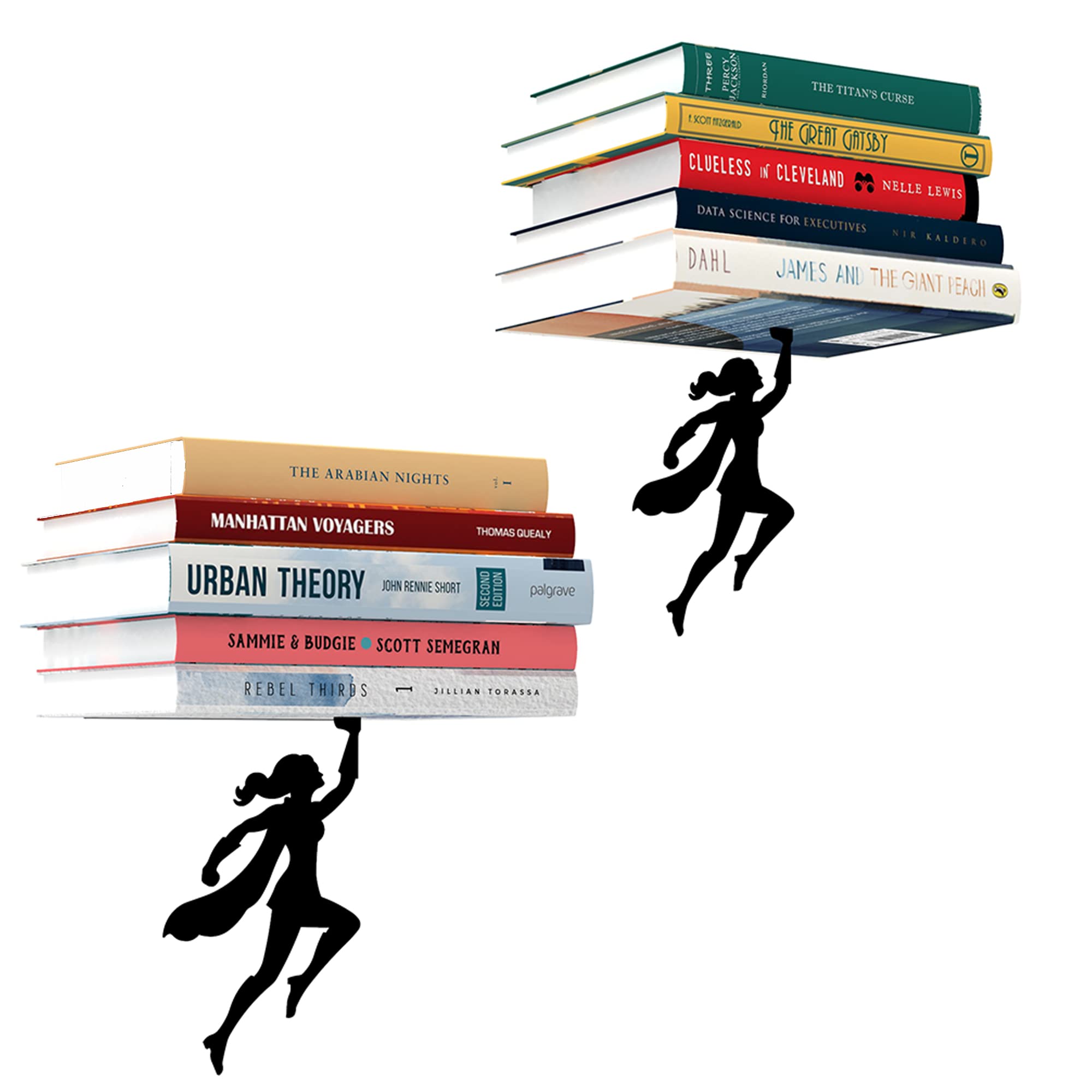 Artori Design- Floating Metal Invisible Shelf - Bookshelves - Wall Decore Bookshelf Floating Book For Wall (2 x Wondershelf)