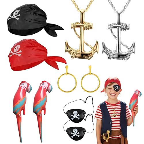 TZMFHD A 10-Piece Pirates Costume Accessory Set, Suitable For Both Pirate Accessories Youth And Adults, Ideal For Pirate-Themed Parties And Role-Playing