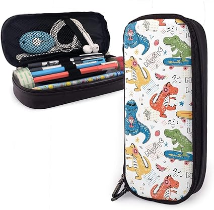 Amazon ペンケース 筆箱 かわいい 恐竜 ペンポーチ 文房具 筆入れ 革 ふでばこ 文具収納バッグ ペンバッグ鉛筆ケース 高校生 かわいい 中学生 大容量 多機能 小物入れ 入学準備 ラージサイズダブルジッパー ペンケース 文房具 オフィス用品