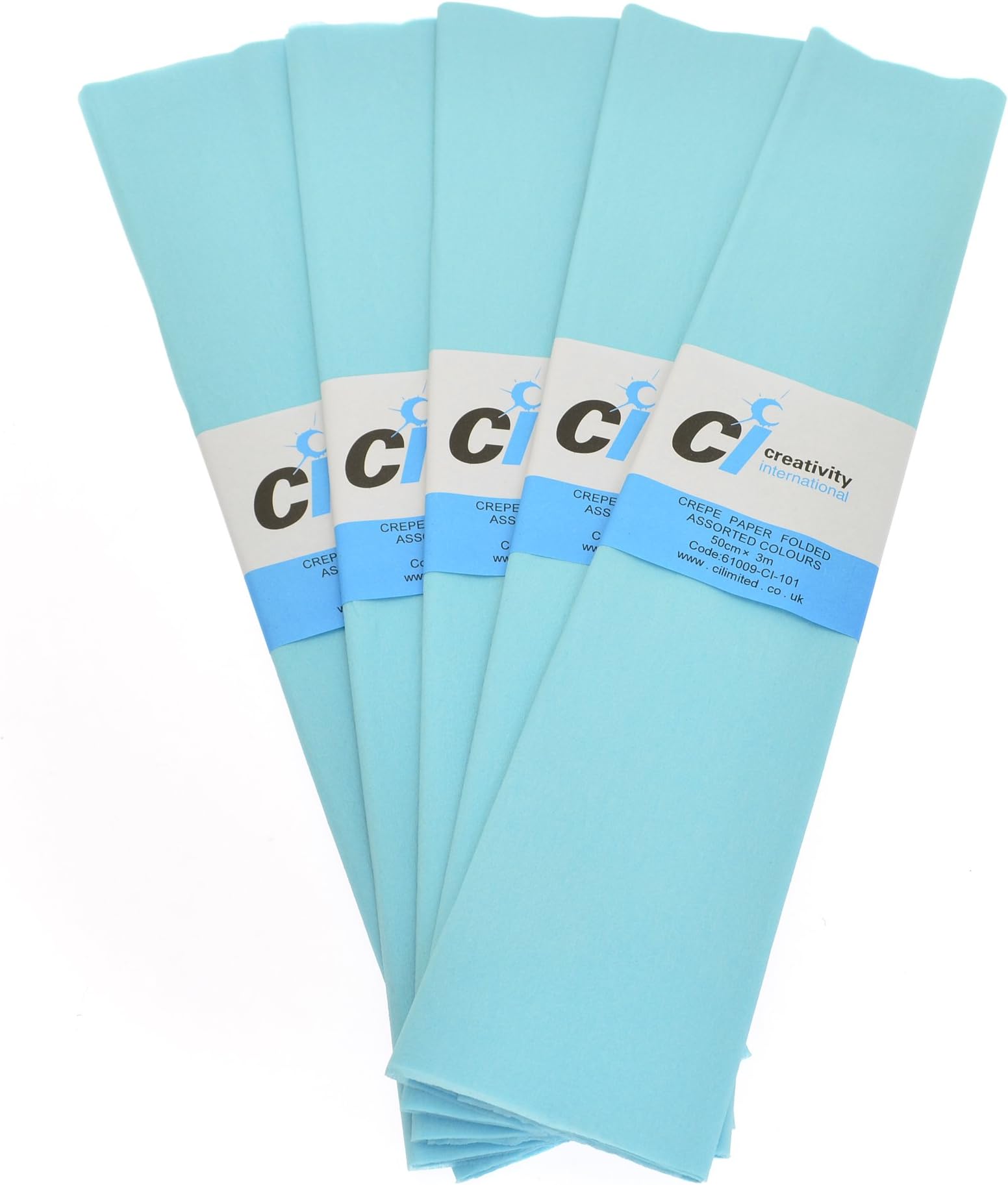 CI 10 Sheets Super Value Crepe Paper, Light Blue, Each Sheet Measures 50cm x 2m