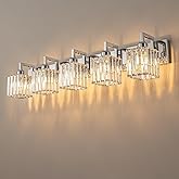 FDPBY Modern Bathroom Vanity Light 5-Lights Chrome Crystal Wall Lamp Bathroom Modern Crystal Vanity Lighting