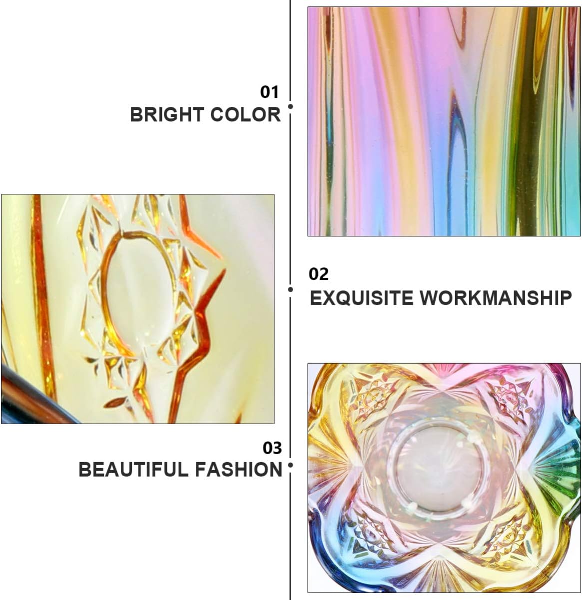 Crystal Glass Vase Decorative Colorful Rainbow Vase Flower Container for Home Office Wedding Dinner Table - Image 5