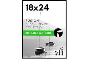 Americanflat 18x24 Poster Frame with Polished Front Cover - Slide-In Photo Frame with Buildable Molding - Fusion Collection - Picture Frames for Wall Display - Black