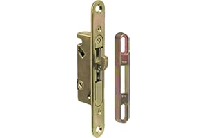 FPL #3-45-S Sliding Glass Door Replacement Mortise Lock with Adapter Plate, 5-3/8” Screw Holes, 45 Degree Keyway- YZD Plating