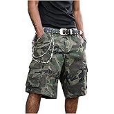 WDIRARA Men's Camo Denim Cargo Shorts Baggy Bermuda Shorts Jorts Streetwear