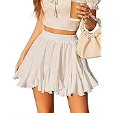 Avidlove Women's Pleated Skater Skirt Basic Casual High Waisted Ruffles Flared Mini Lingerie Skirts