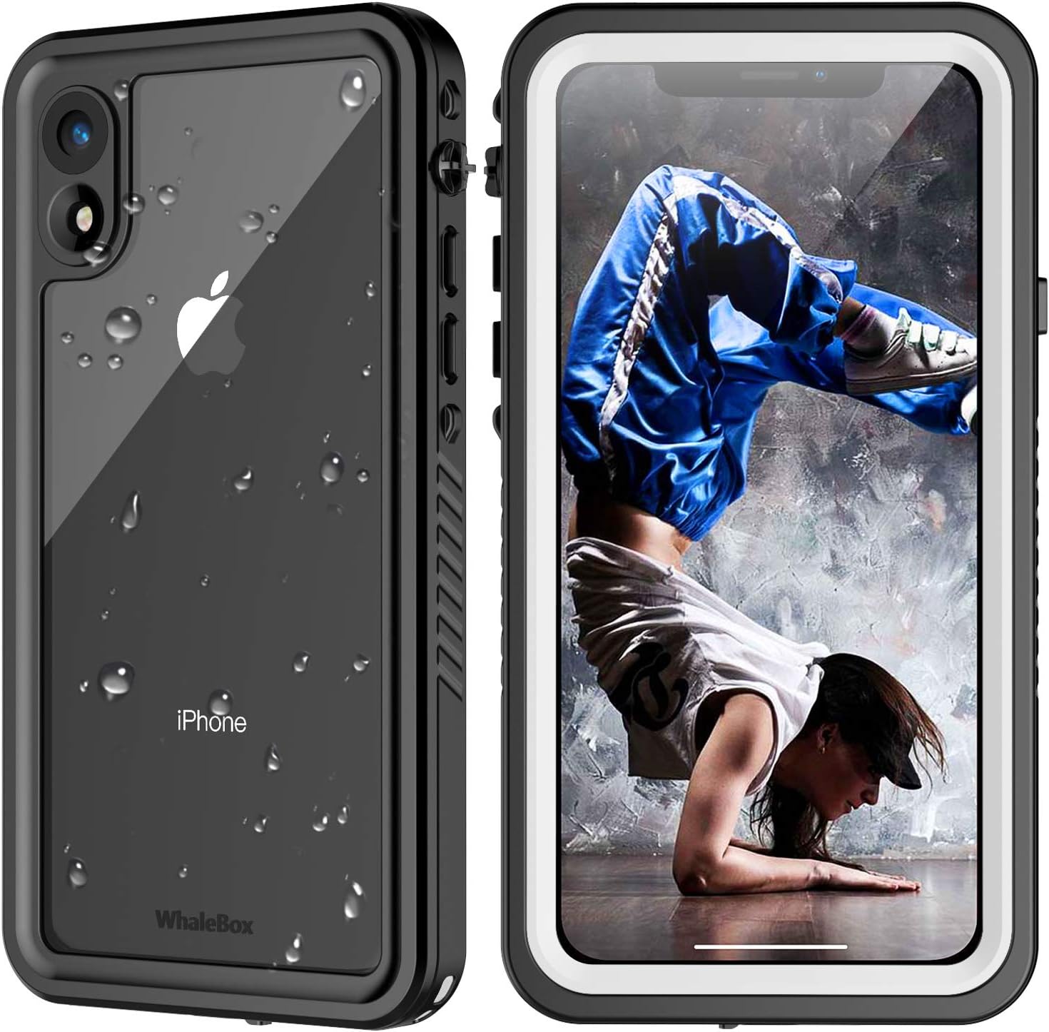 WhaleBox Compatible with iPhone XR Waterproof Case, Waterproof Case Dust Proof Snow Proof Shock Proof Case with Built-in Screen Protector, Heavy Duty Protective for iPhone XR