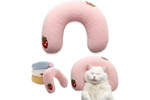 U-Shaped Calming Pillow for Cats and Dogs - Super Soft Plush Fabric, Cozy Headrest, Neck Support for Deep Sleep, Kitten Headr