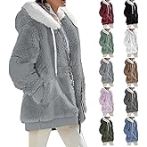 Winter Coats for Women 2025 Plus Size Sherpa Lined Zip Up Jacket Warm Long Sleeve Casual Fleece Hoodie with Pockets