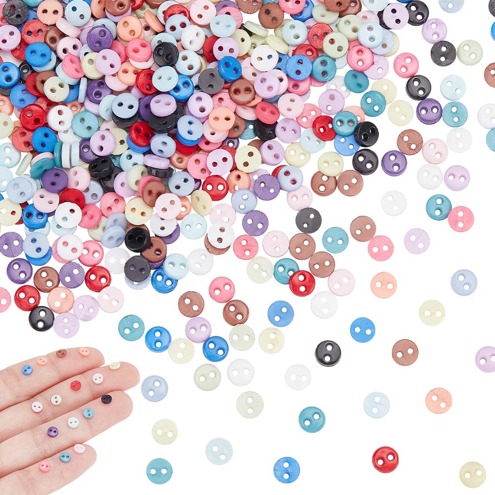 NBEADS 15 Colors 450 Pcs Sewing Buttons, 4.5mm Round Tiny Nylon Buttons for Shirts Dress Pants Garment Making and DIY Scrapbooking