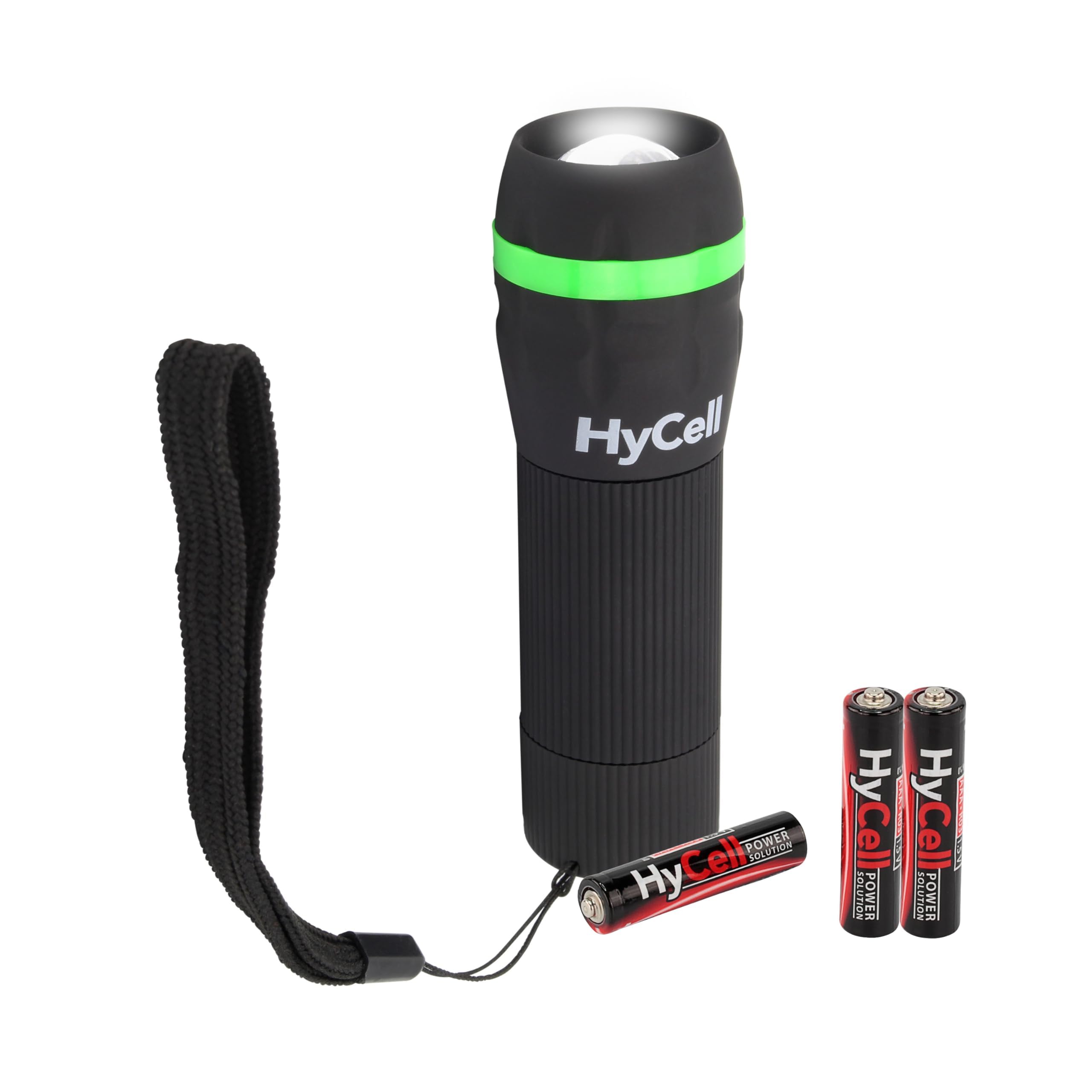 HYCELL Mini Flashlight Zoom focusable (1W LED, 55 lumens, Including 3 x AAA Batteries), 1 W, Black