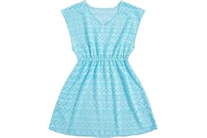 SHENHE Girl's Swim Cover Up V Neck Sleeveless Hollow Out Beach Dress Coverup Beachwear