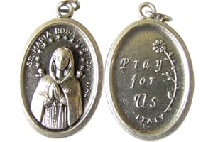GIFTS BY LULEE, LLC Mystic Rose Maria Rosa Mistica Silver Oxidized Medal Blessed by His Holiness