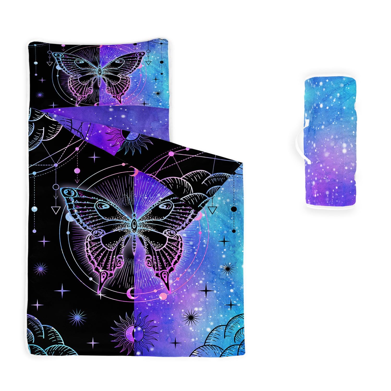 HOSIMA Nap Mat -Butterfly Sleeping Bag with Removable Pillow - Daycare and Sleepovers Preschool Kindergarten Bedding Set for Kids Toddler Boys Girls(Butterfly3 Large)