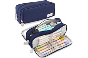 iSuperb Large Pencil Case 3 Compartments Pencil Pouch Big Capacity Pencil Bag for Kids Teen Girls Boys Student School Supplies Oxford Organizer Pen Bag Cosmetic Makeup Pouch