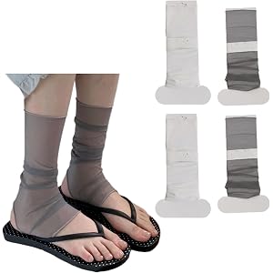 WJIAMPLS Women's Sheer Mesh Leg Warmers, Open Toe and Heel Stirrup Socks | Four Neutral Colors, Fine Net Detail, Footless Fit