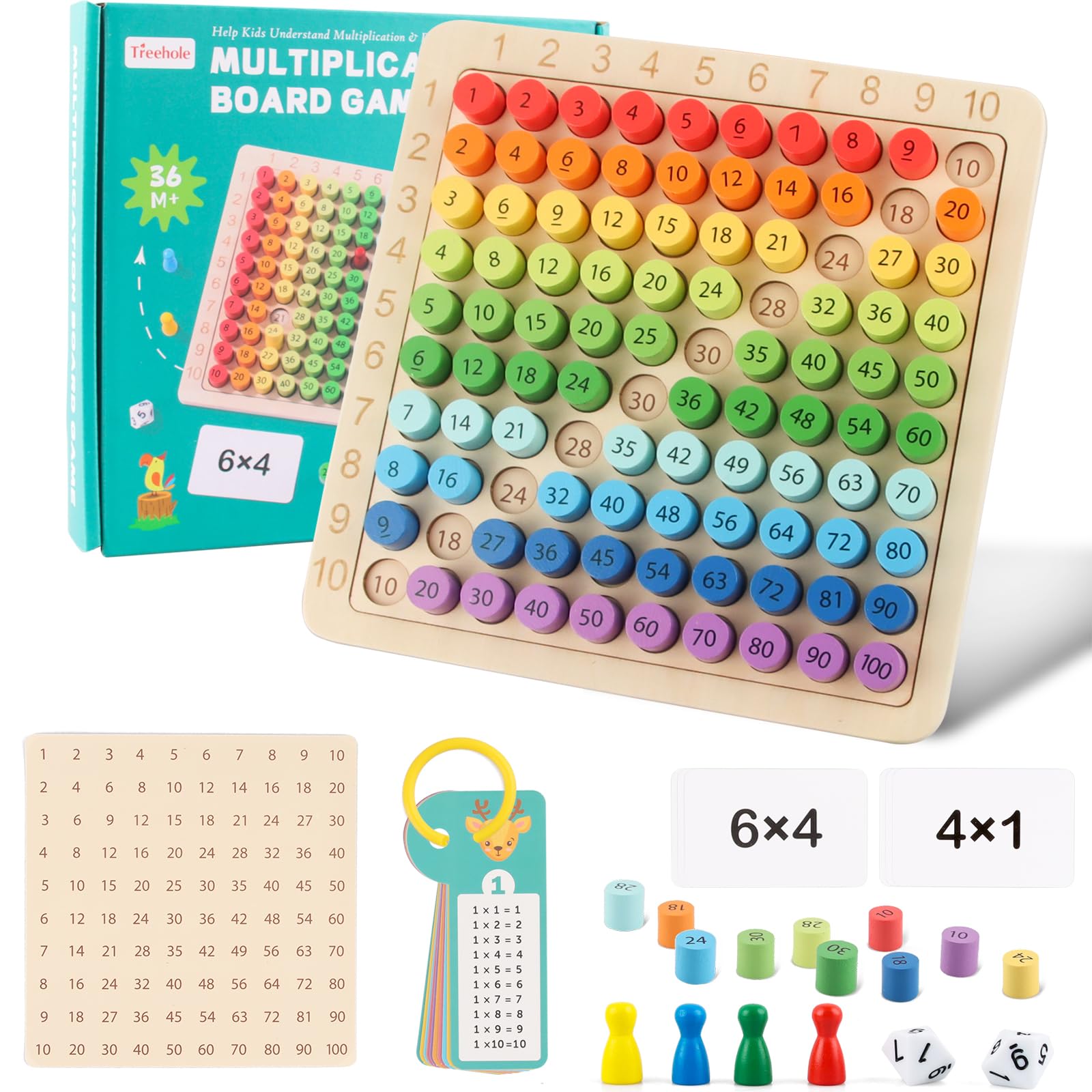 Hölzernes Montessori Multiplikationsbrett – Lernspiel Mit 100 Karten Für Kinder Ab Grundschule