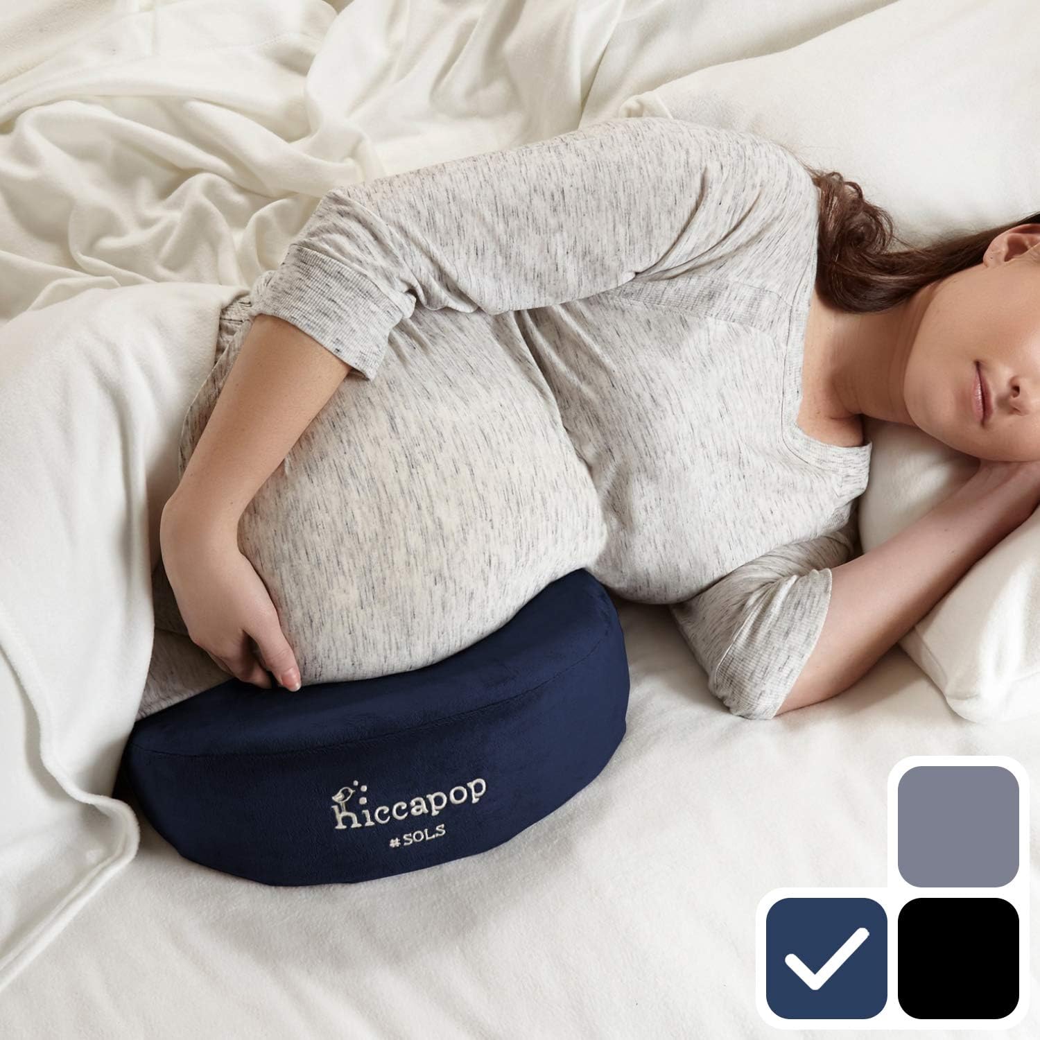 hiccapop Pregnancy Pillow Wedge for Maternity | Memory Foam Pillows Support Body, Belly, Back, Knees (Navy Blue)