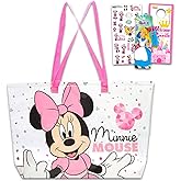 Disney Minnie Mouse Clear Tote Bag - Bundle with Clear Purse for Beach, Groceries, Storage Plus Stickers, More | Minnie Mouse Shoulder Bag for Women