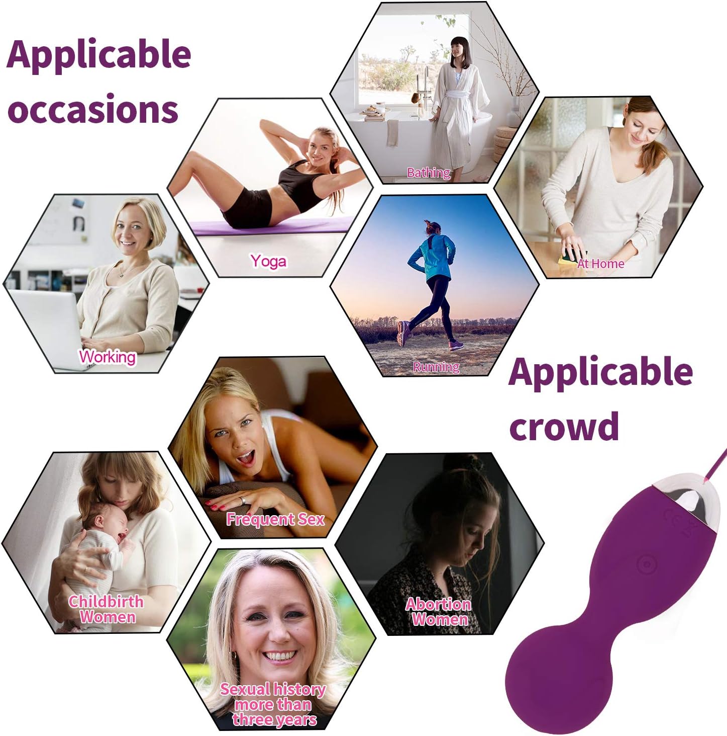 Kegel Balls for Women Tightening, Ben Wa Kegel Exercise Balls for Bladder Control & Pelvic Floor Strengthening Device, 5 in 1 Kegel Exercise Weights Training Set, 100% Advanced Silicone Purple: Health & Personal Care