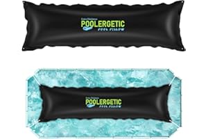 Poolergetic 4x15 Ft Pool Pillow for Above Ground Pools, Large Winter Pool Pillow for Winterize Closing, 0.6mm Thick Heavy-Duty Swimming Pool Cover Air Pillow with Cords, Black, 1 Pack