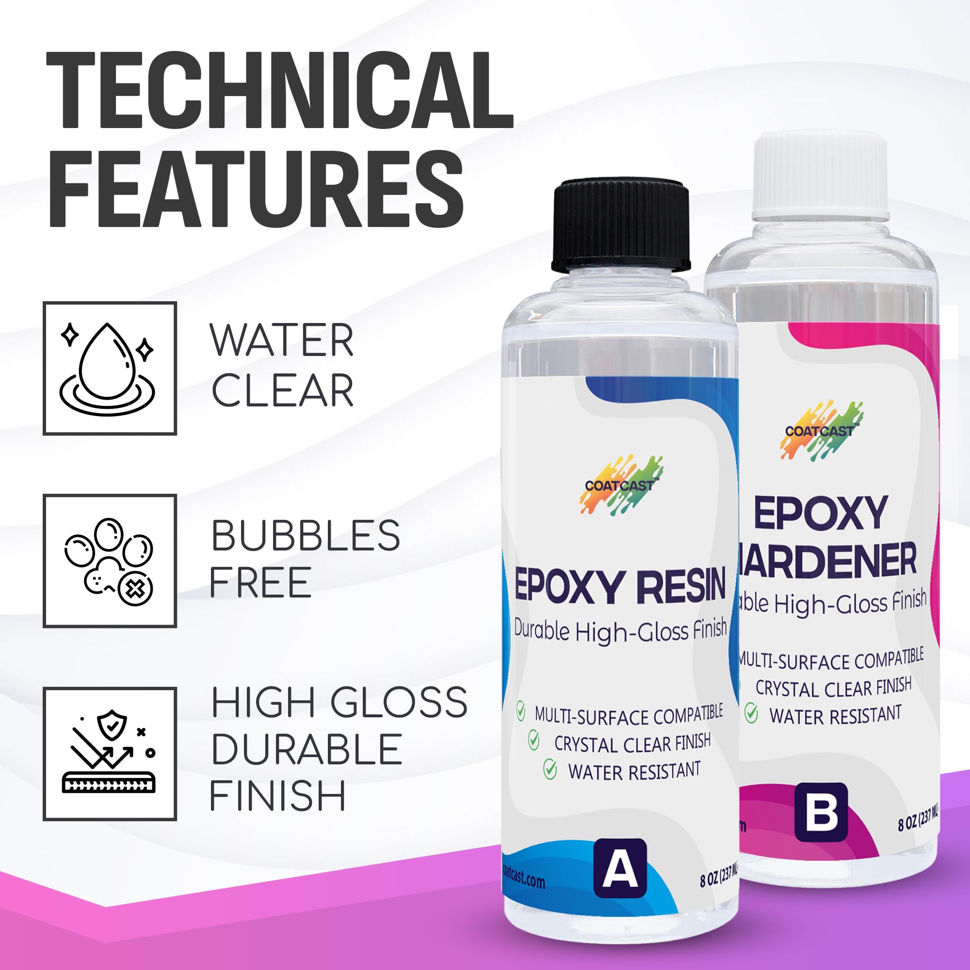 Epoxy Resin 16 Oz Kit – Low Viscosity, Clear High-Gloss Finish for Coating Wood, Concrete, Stone & More | Easy to Use, No Bubbles, Self-Leveling | Perfect for Arts & Crafts & More