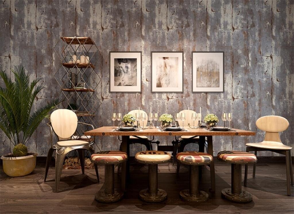 Non-woven wallpaper/retro nostalgic cement wall/bar, restaurant, café, industrial style wallpaper, 0.53*10m, Purple WEIQI