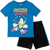 SEGA Sonic the Hedgehog Athletic T-Shirt and Mesh Shorts Outfit Set Toddler to Big Kid Sizes (2T - 18-20)
