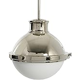Robert Stevenson Lighting Cameron - 2-Tone Metal and Frosted Glass Ceiling Light, Polished Nickel