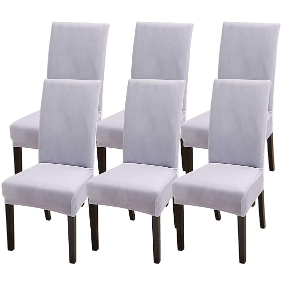 Fundas de Silla Comedor Elásticas y Modernas de Terciopelo,Extraíbles y