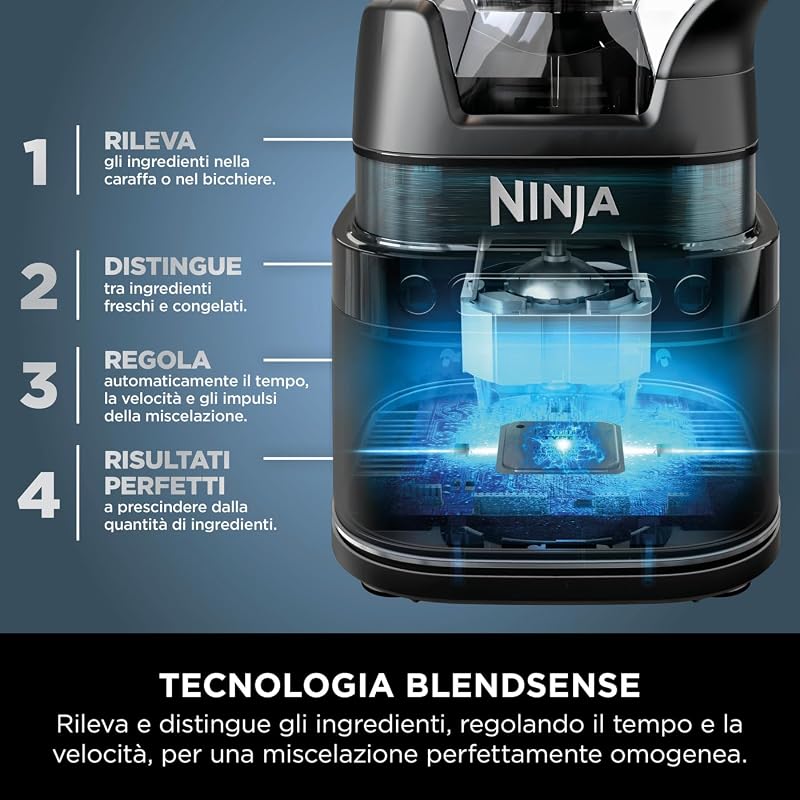 Frullatore Detect Power Processor Pro 3in1, 1200W, Caraffa 2L, Nero