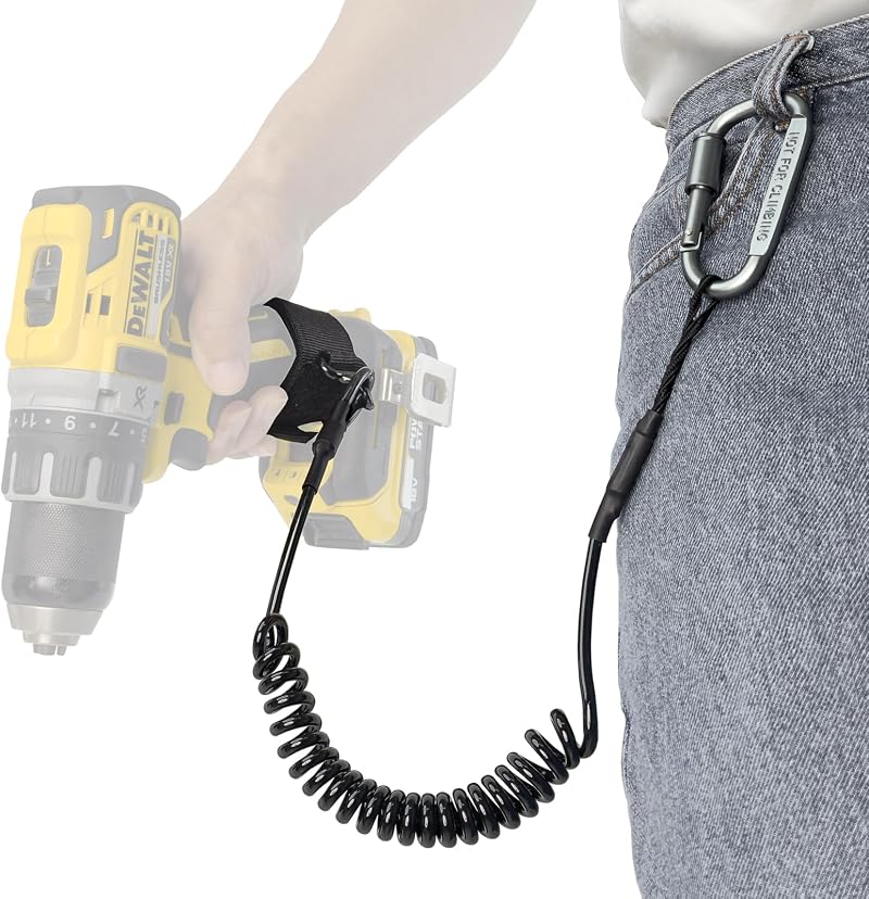 otuiaim Retractable Drill Lanyard 160cm 5KG Tool Tether Carabiner Safety Cord