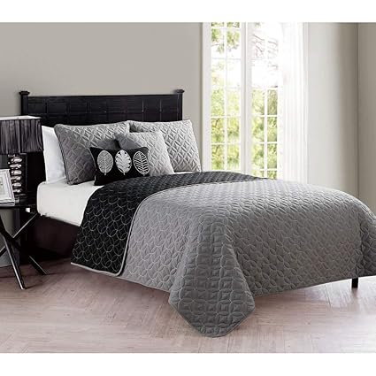 Amazon Com 5 Pc Traditional Style Ash Grey Bedding Set All