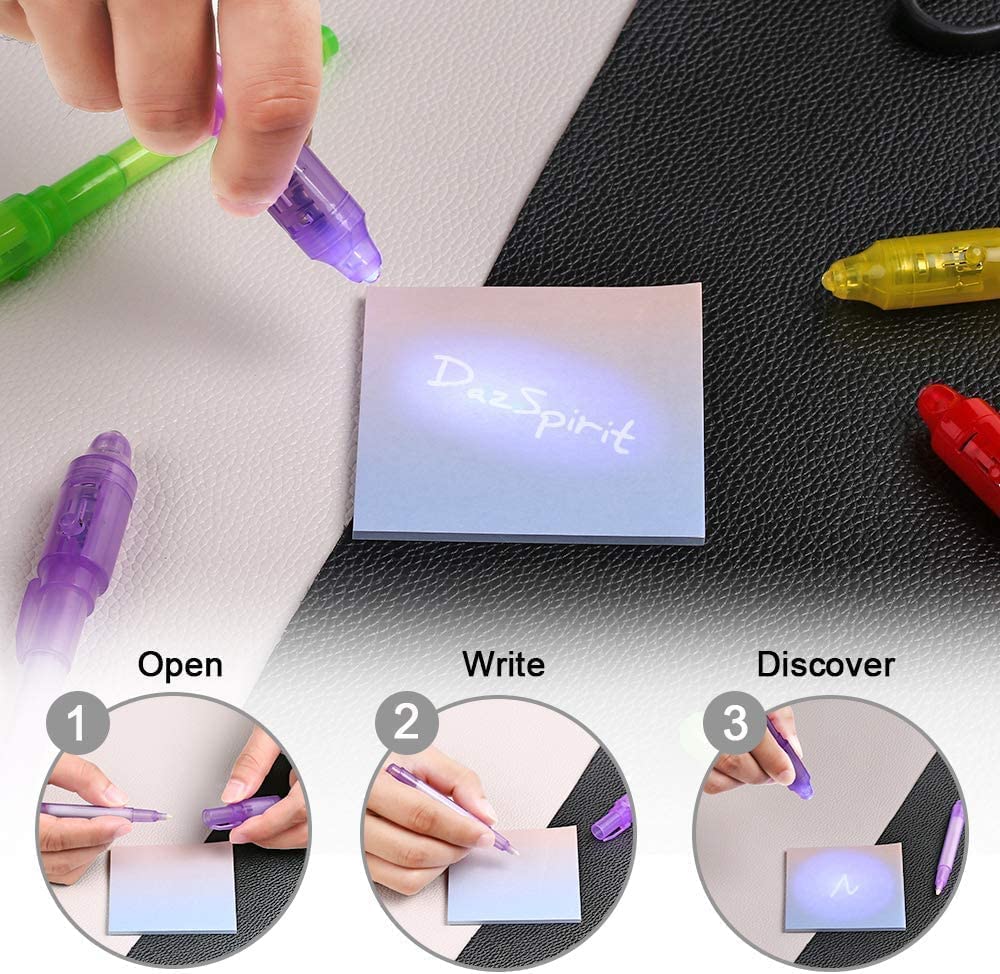 DazSpirit 30PCS Invisible Ink Pens with UV Light, Party Favors for Kids, Spy Pens, Magic Pen Disappearing Ink for Writing Secret Message, Classroom Prizes, Stocking Stuffers