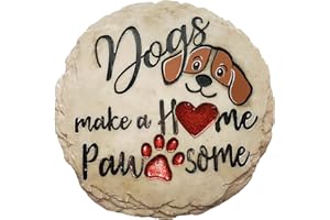 Spoontiques - Garden Décor - Dogs Make a Home Pawsome Stepping Stone - Decorative Stone for Garden
