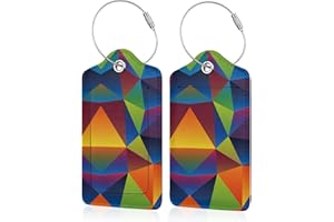 BULINGLY 2 Pack Luggage Tag for Suitcase, Cute Leather Baggage Tag with Stainless Steel Loop Privacy Cover for Women Girls Bag Travel