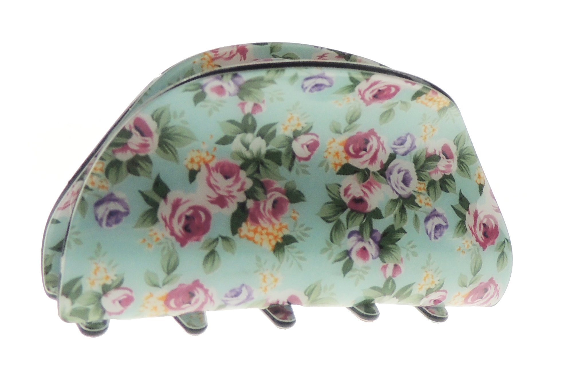 Womens Girls Strong Bridal Wedding Party Bridesmaid Birthday Hair Accessories Bulldog Crab Octopus Jaw Medium Butterfly Grip Hair Claw Clamp Clip Oval Round Floral English Garden Print Turquoise