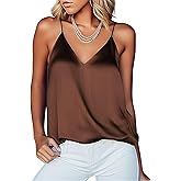 Ekouaer Women's Silk Satin Camisole Tank Tops V Neck Sleeveless Spaghetti Straps Blouse Casual Racerback Shirt