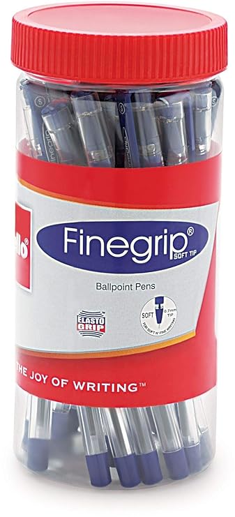 Cello Finegrip Ball Pen (25 Pens Jar) | Comfortable & Smooth writing ball pens - Blue