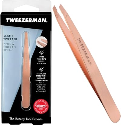 Tweezerman Rose Gold Slant Tweezer Professional Stainless Steel Precision