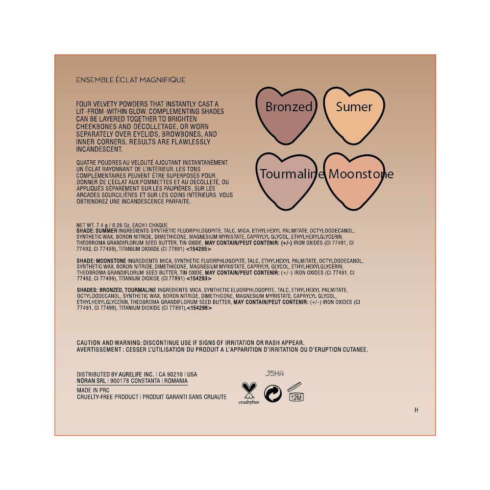 Aurelife llluminator Kit 4 Color Face Makeup Highlighter And Bronzer Matte Glow Kit Palette