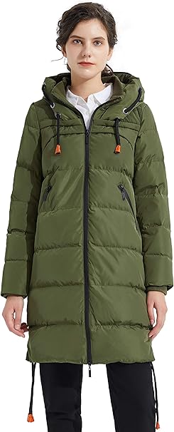 orolay women's thickened contrast color drawstring down jacket hooded coat