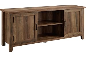 Walker Edison Buren Classic Grooved Door TV Stand for TVs up to 65 Inches, 58 x 16 x 24 inches, Rustic Oak