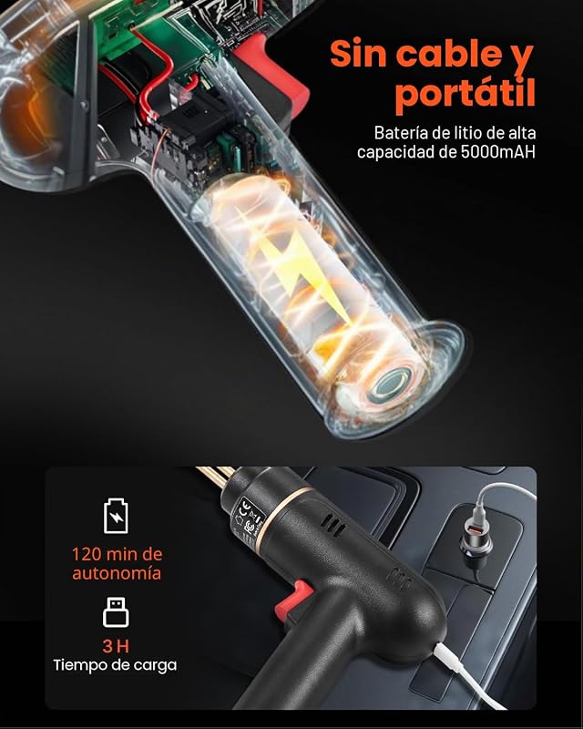 Soldadora de plástico sem fios de 120 W com 400 peças de 4 tipos de grampos quentes, pistola de soldadura recarregável de grampos quentes, para reparação de fissuras em plástico, 225 x 160 x 53 mm