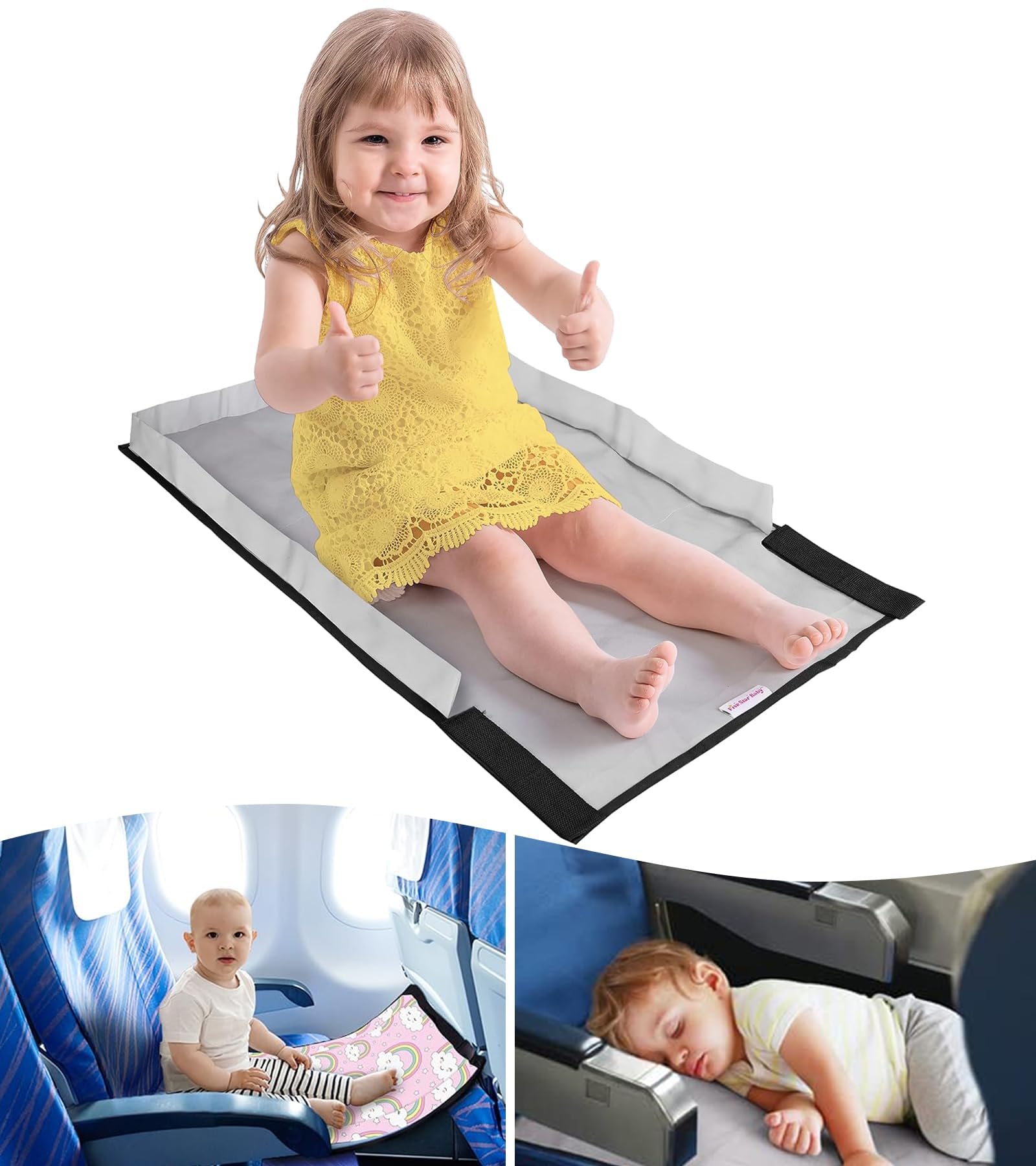 Photo 1 of FIVESTARBABY Toddler Airplane Bed - Ultimate Airplane Travel Essential | Portable Airplane Seat Extender for Kids | Perfect Airplane Bed for Toddlers and Kids - Grey